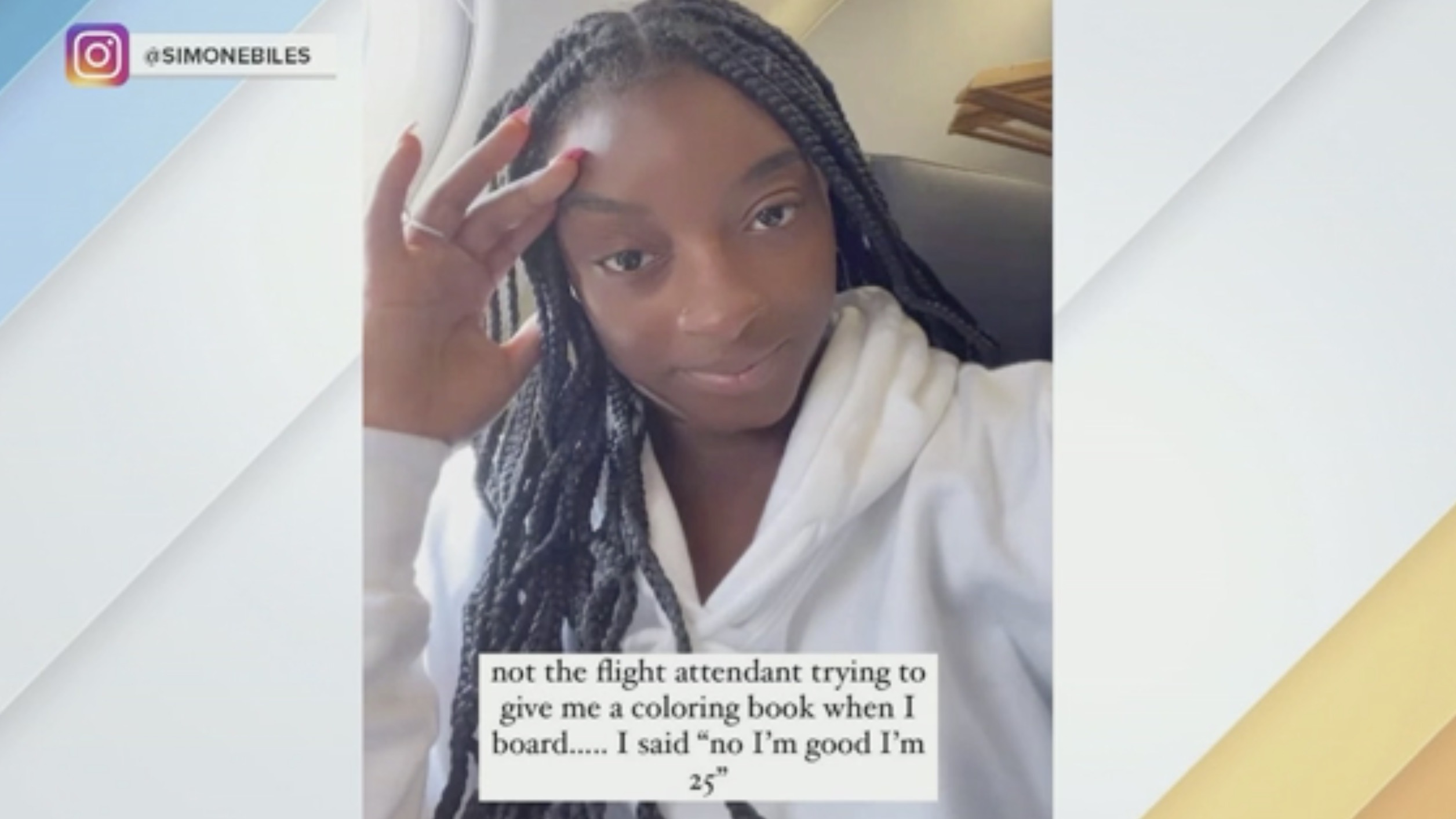 Simone Biles offered coloring book on Flight